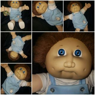 1983 Cpk Cabbage Patch Kids Brown Fuzzy Hair Boy With Blue Eyes