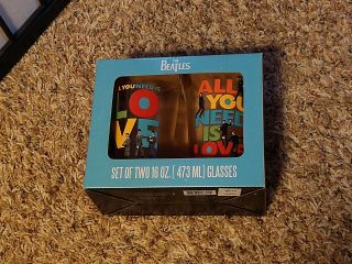 Beatles All You Need Is Love Set Of Two Pint Glasses
