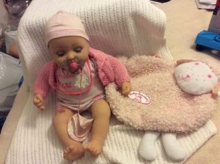 Zapf Baby Annabell Doll 17 Inch Interactive With Pink Heart,  Lamb Changing Bag