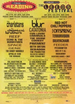 Blur - Chili Peppers - Press Advert Clipping - Reading/leeds 1999@