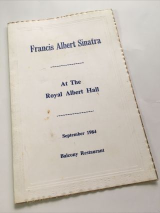 Frank Sinatra Royal Albert Hall 1984 Balcony Restaurant Menu Francis Souvenir