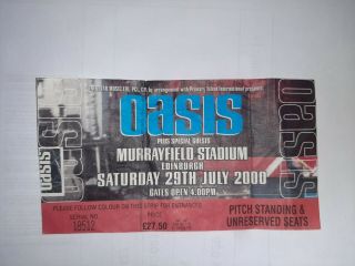 Oasis At Murrayfield 29 July 2000 Ticket