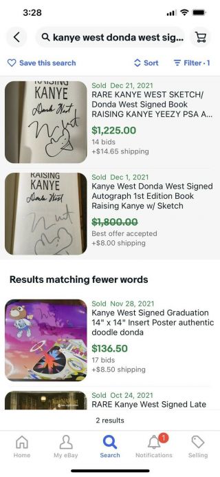 Kanye West Donda West Signed Autograph Book Raising Kanye w/ Sketch 6
