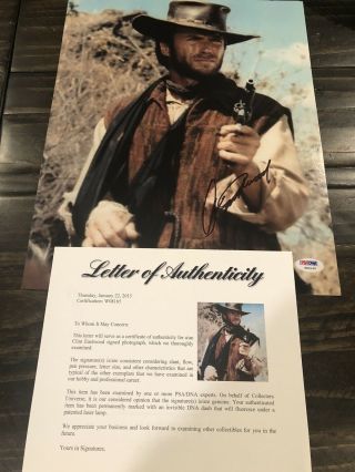 Autographed Clint Eastwood 11x14 Photo High Plains Drifter Psa Letter Signed