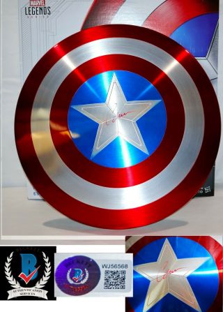 ⭐ Chris Evans Signed Metal 75th Marvel Legends Captain America Shield Beckett
