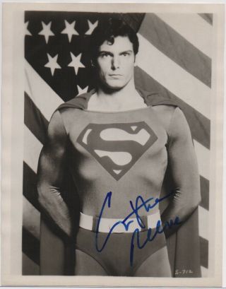 Christopher Reeve Signed Superman 8x10 Photo Auto Autograph Beckett Bas Loa