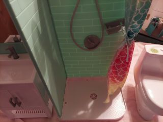 Bathroom Shower,  Toilet,  Vanity & Accessories For 18 " Doll American Girl,  Battat
