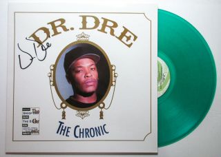 Dr.  Dre Signed The Chronic Album W/ Og ’92 Cover Green Vinyl Exact Proof Bas Lp