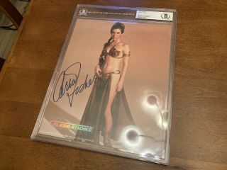 Star Wars Celebration Ii Carrie Fisher Autograph Bas Beckett Authentic & Slabbed
