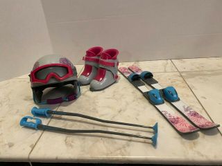 American Girl Ski Gear (skis,  Boots,  Poles,  Helmet And Goggles) Retired
