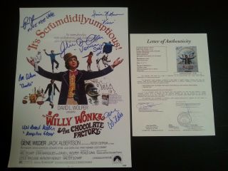 Willy Wonka Cast (x6) Authentic Hand - Signed " Gene Wilder " 12x18 Photo (jsa Loa)