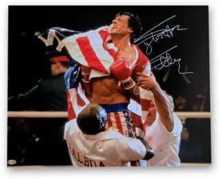 Sylvester Stallone Signed Autographed 16x20 Photo Rocky 4 Iv Usa Celebrate Oa