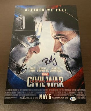Robert Downey Jr Signed Autograph Captain America Civil War 12x18 Photo Bas 1