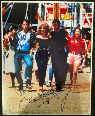 Olivia Newton John Travolta Grease Cast X3 Signed Autograph 8x10 Photo Psa