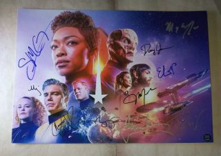 Star Trek Discovery 10x Cast Signed Photo Michelle Yeoh,  Anson Mount,  Ethan Peck
