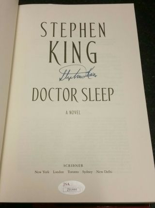 Stephen King Signed Doctor Sleep Novel Book First Edition W/coa