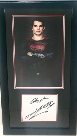 Henry Cavill Superman Autographed Framed Signature Beckett Authenticated 11x19 3