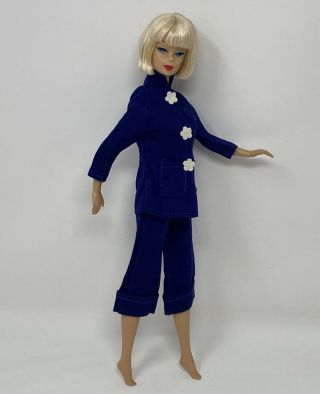 Vintage Barbie Clone Doll Clothes Outfit Navy Crop Pants Suit Jacket Hong Kong