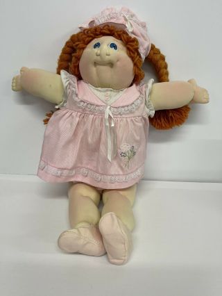 Cabbage Patch Kids Girl Doll Pink Cloths Shoes Hat Red Hair Blue Eyes