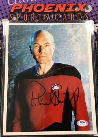 Patrick Stewart Captain Picard Signed Auto Autograph 8x10 Photo Psa Sticker Onl
