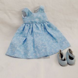 Boneka Tagged Blue Floral Doll Dress And Blue Shoes For 10 " Doll