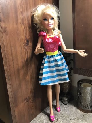 Posable Barbie Blonde 28” Doll Best Fashion Friend 2016 Mattel Pink Outfit