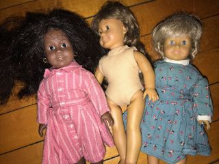 3 X American Girl Pleasant Company Dolls W/ Mini Kirsten & Addy Dolls 6.  5 "