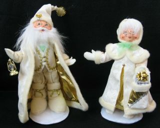 Annalee Santa & Mrs.  Claus Christmas Doll White Fur 2013