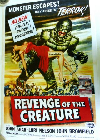 Ricou Browning & Ginger Stanley Signed 24x36 Revenge Of Creature Poster Jsa