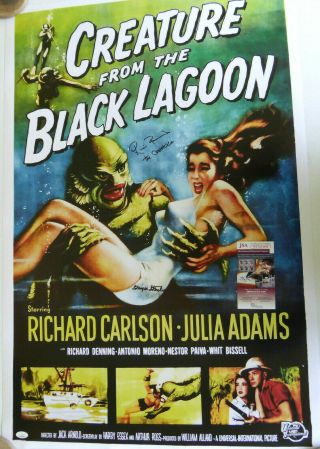 Ricou Browning,  Ginger Stanley Signed 24x36 Creature Black Lagoon Poster Jsa