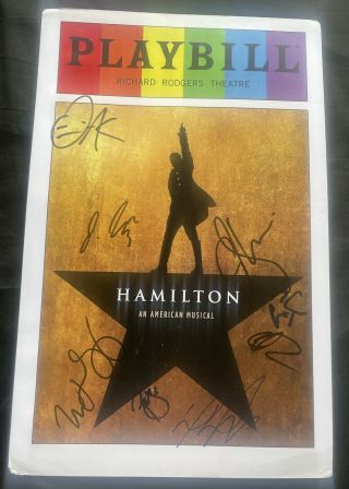Lin Manuel Miranda Cast Signed 11x17 Poster Pride Playbill Hamilton Broadway