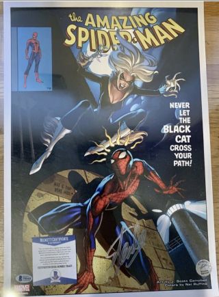 Stan Lee Signed 13x19 Spider - Man Poster Bas Beckett Cert Marvel Comics Autograph