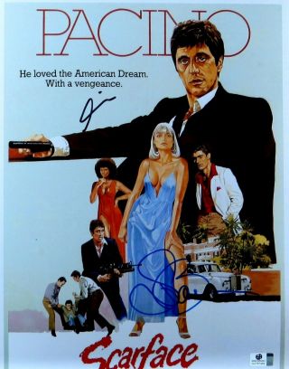 Al Pacino Steven Bauer Signed Autographed 11x14 Photo Scarface Poster Gv787482