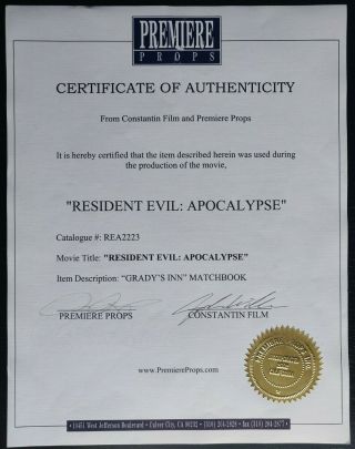 Resident Evil: Apocalypse Matchbook Prop w/,  Teaser Film Reel & Lobby Card 6