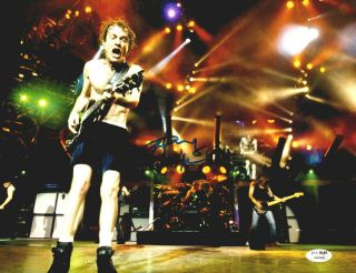 Angus Young Signed 11x14 Ac/dc Playing Guitar On Stage James Spence Jsa