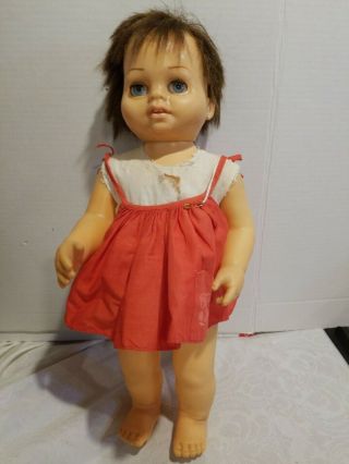 1960 Mattel Chatty Cathy Baby Brunette Hair 18 " Doll Orig.  Outfit/cloth