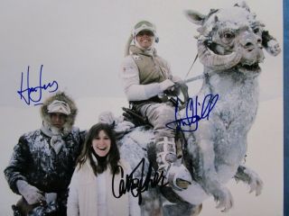 Carrie Fisher Harrison Ford Mark Hamill Star Wars Signed Photo
