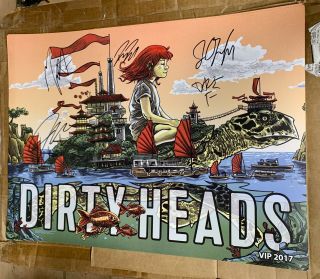 Autographed Music Posters,  Vip 2017 Signed Dirty Heads Poster 16×20