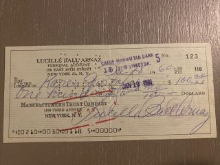 Lucille Ball Fully Handwritten Signed Check 1960 Psa Dna Certified