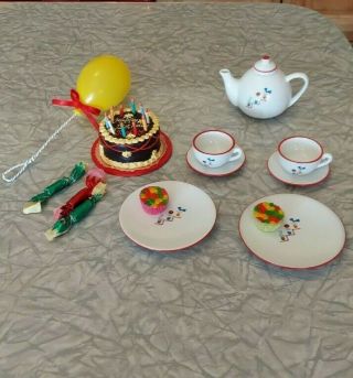 Pleasant Company American Girl Molly Birthday Cake With Candles,  Treats &tea Set