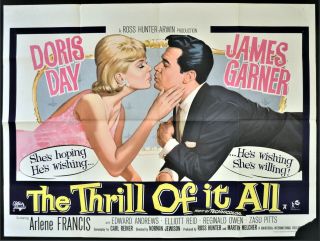 Thrill Of It All 1963 Doris Day,  James Garner Uk Quad Poster