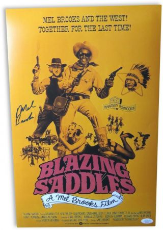 Mel Brooks Signed Autographed 12x18 Photo Blazing Saddles Jsa Hh36214