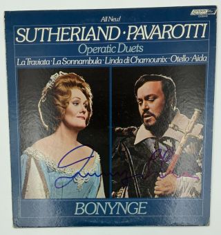 Luciano Pavarotti Signed Bonynge Vinyl Record Album Cover Autograph Auto Jsa