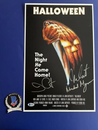 John Carpenter And Nick Castle Halloween Michael Myers 11x17 Signed Poster