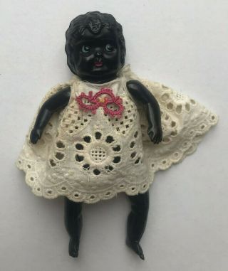 Small Vintage 1970’s Ethnic Black Plastic Doll With Moving Arms & Legs Open Eyes