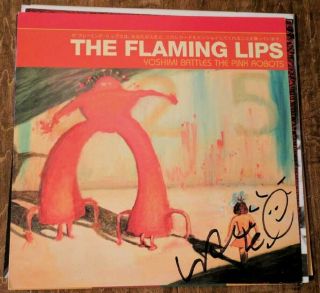Wayne Coyne Signed Poster The Flaming Lips Yoshimi Battles Pink Robots Record