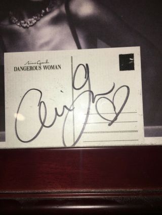 Ariana Grande Dangerous Woman signed postcard w/ framed photo,  autograph 3