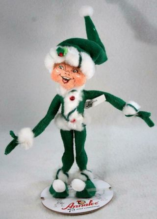 Annalee Christmas 9 " Green Peppermint Twist Elf Open Mouth Smile 2008
