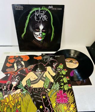 Kiss Aucoin Peter Criss Signed 1978 Solo Album And Signed Insert Poster