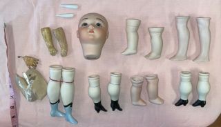 Vintage Porcelain Doll Parts Head Legs Arms Etc Estate Find